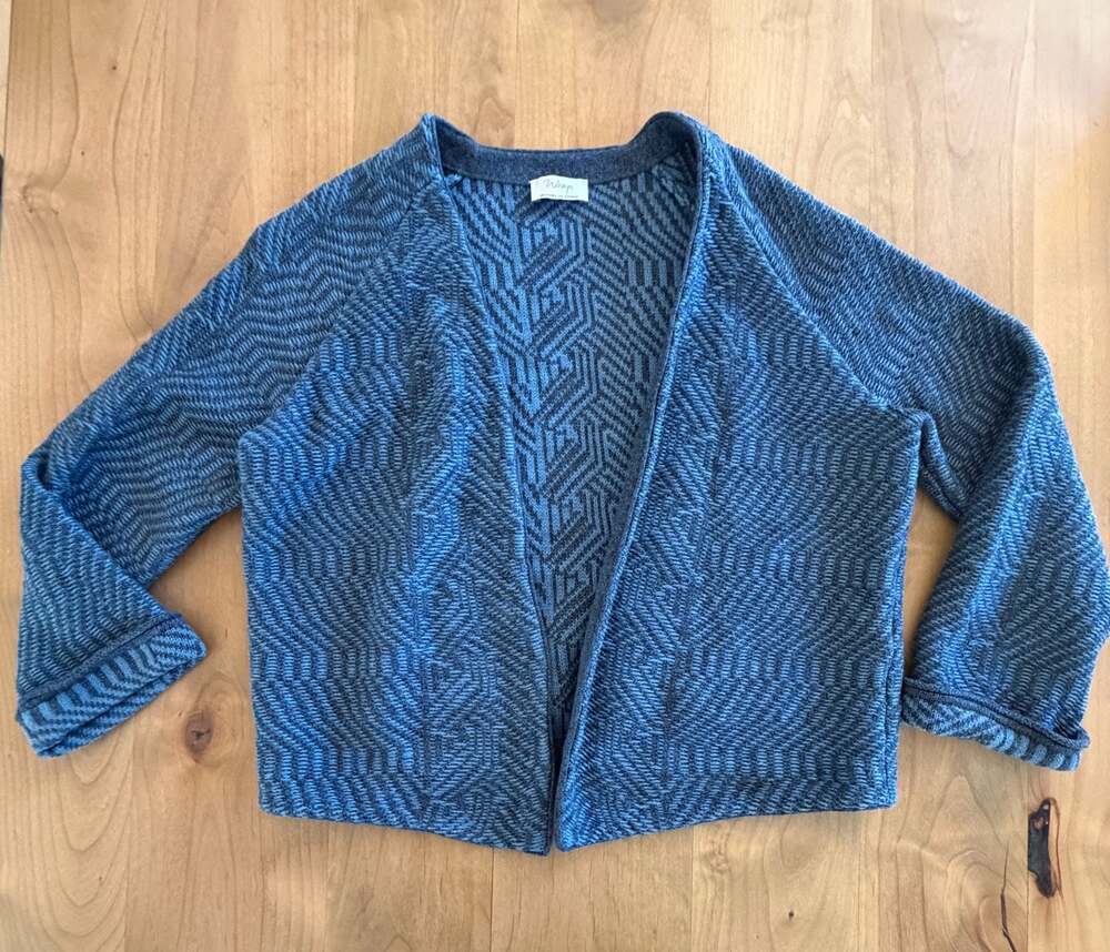 Wrap London Women's Blue Textured Cotton Cardigan Size US 8